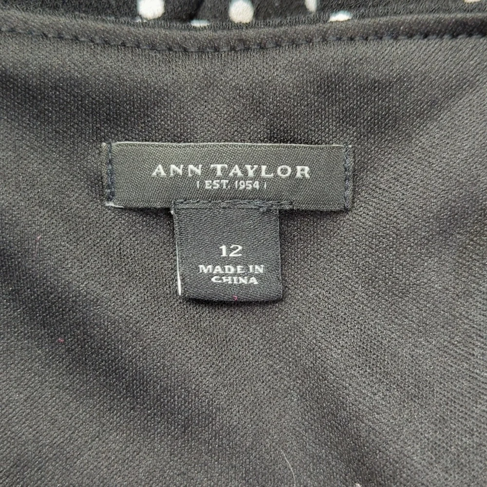 Ann Taylor Black and White Cinched Waist 3/4 Sleeve Sheath Dress Size 12 - Picture 10 of 11